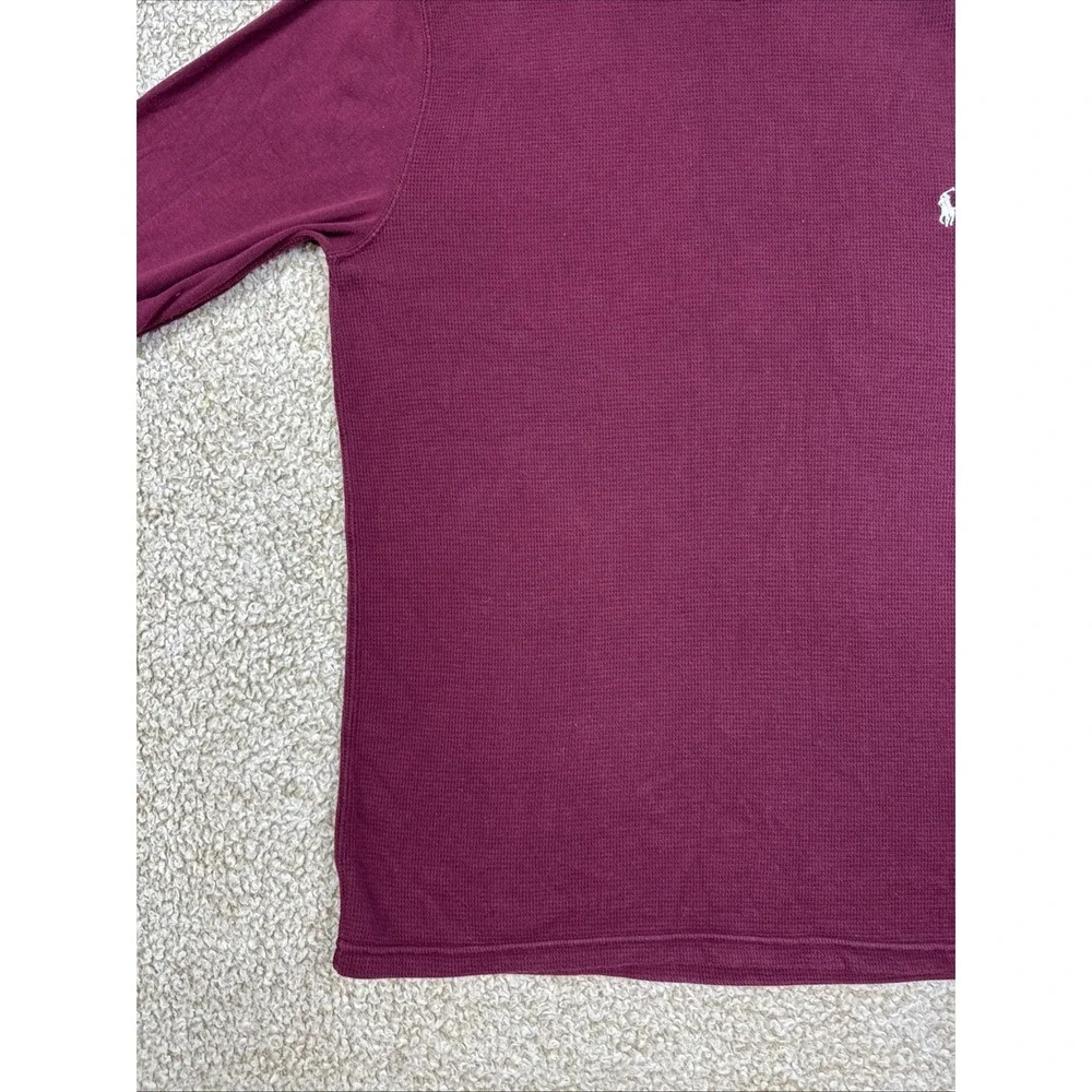 Polo Ralph Lauren Men's Burgundy Waffle Knit L/S Thermal Shirt Sleepwear L